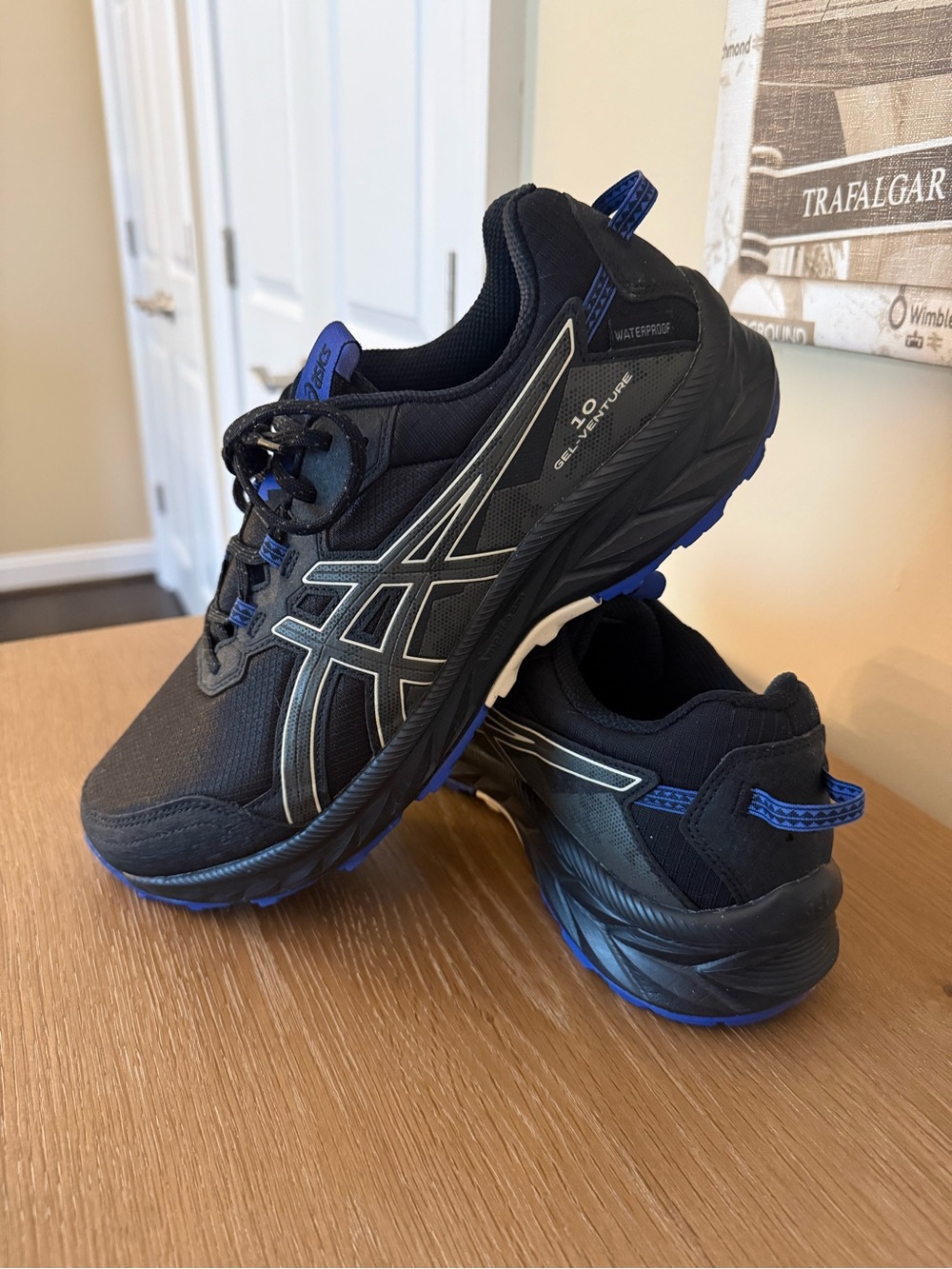 ASICS Gel Venture 10 Men's Black & Blue Trail Running Shoes - Size 10.5
